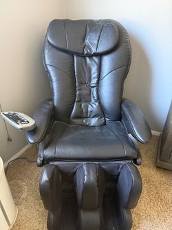 Black Leather Massage Chair with Remote