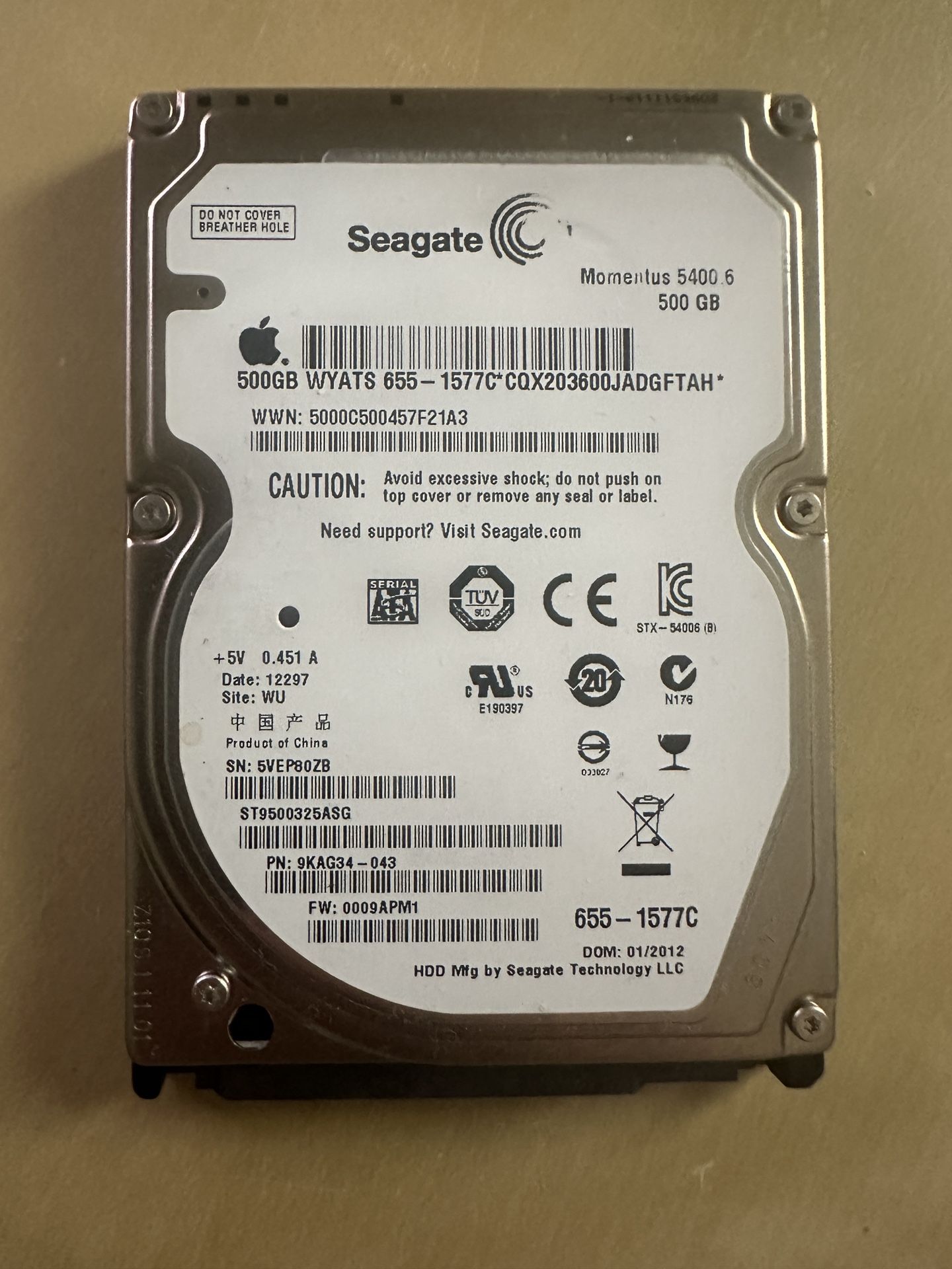 HDD 500GB (Seagate Momentus)