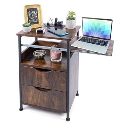 Brand New Nightstand with Charging Station and Lights