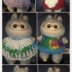 Labubu Clothes  Dress Hat Pink Blue Red Purple Can Make Any Color Take A Seat Pop Mart . Hat And Dress $10