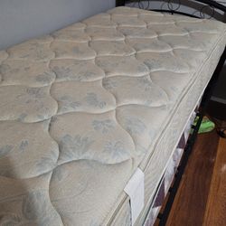 Twin Bed, New Mattress, Box Spring And Headboard