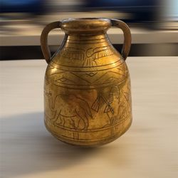 Vintage Egyptian Style Brass Vase / Pitcher – Engraved Design 
