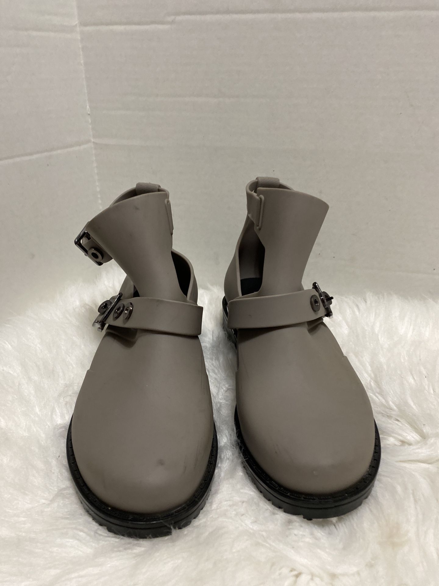 Melissa Womens Open Boot Gray size 6 US Antares rain rubber buckle anti-slip