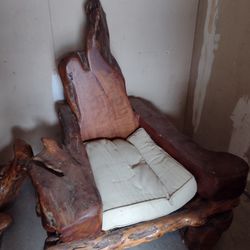 Redwood Chair With Side Table