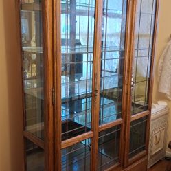 China Cabinet, Oak, Glass & Mirror