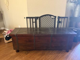 Dark Wood Storage Trunk Coffee Table