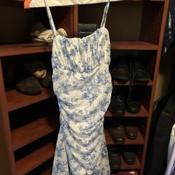 SHEIN White & Blue Floral Dress