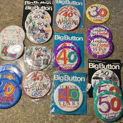 6”   Birthday Celebration Buttons ( Stand Up Back)