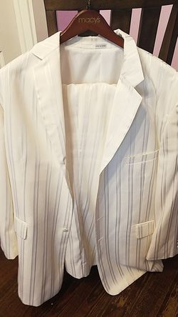Men white stripe suit