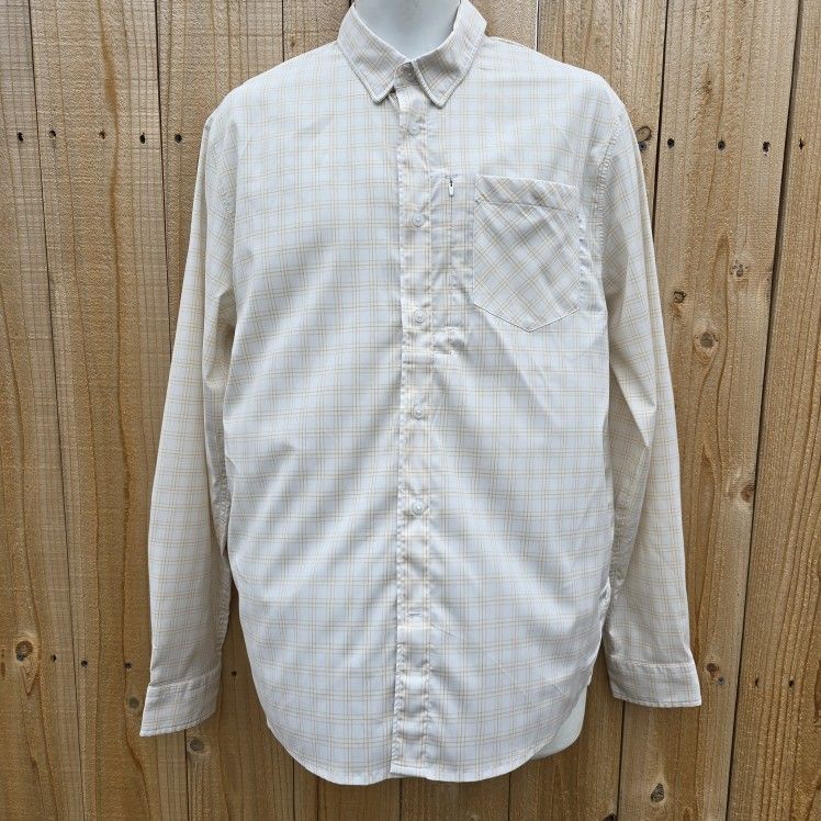 Under Armour Mens Large Fitted Drift Tide Button Down Plaid Shirt Long Sleeve 1351124 Large