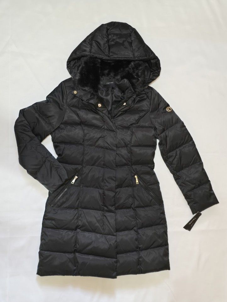 Tahari Midi Puffer Jacket Black Medium