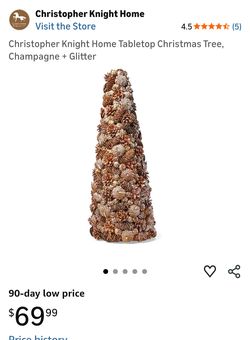 Christopher Knight Home Tabletop Christmas Tree, Champagne + Glitter 26.5"