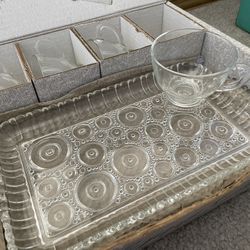 Vintage Anchor Hocking Serva-Snack Set - Bubbles/Circles (8pc)