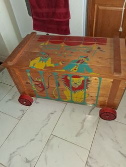 Vintage Wood toy chest solid