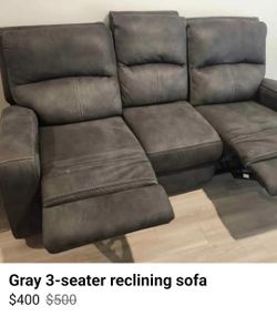 Gray 3 seat Reclining Sofa