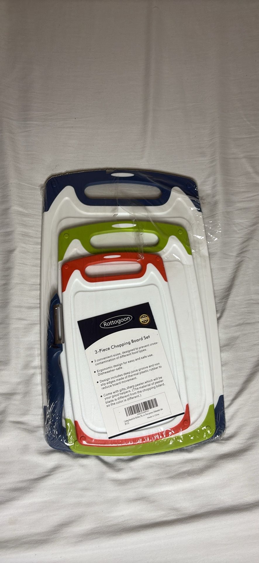 Rottogoon 3 in 1 Chopping Board Set with Storage Rack and Peeler