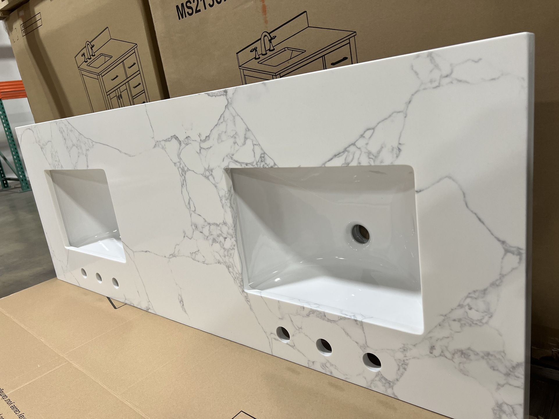 60 x 22 Statuario Venato Countertop for Double Sink Bathroom Vanity