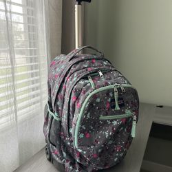 Used Floral Wheeled Jansport Backpack