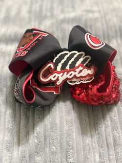La Joya Coyotes Hair Bow Red Black Sequin