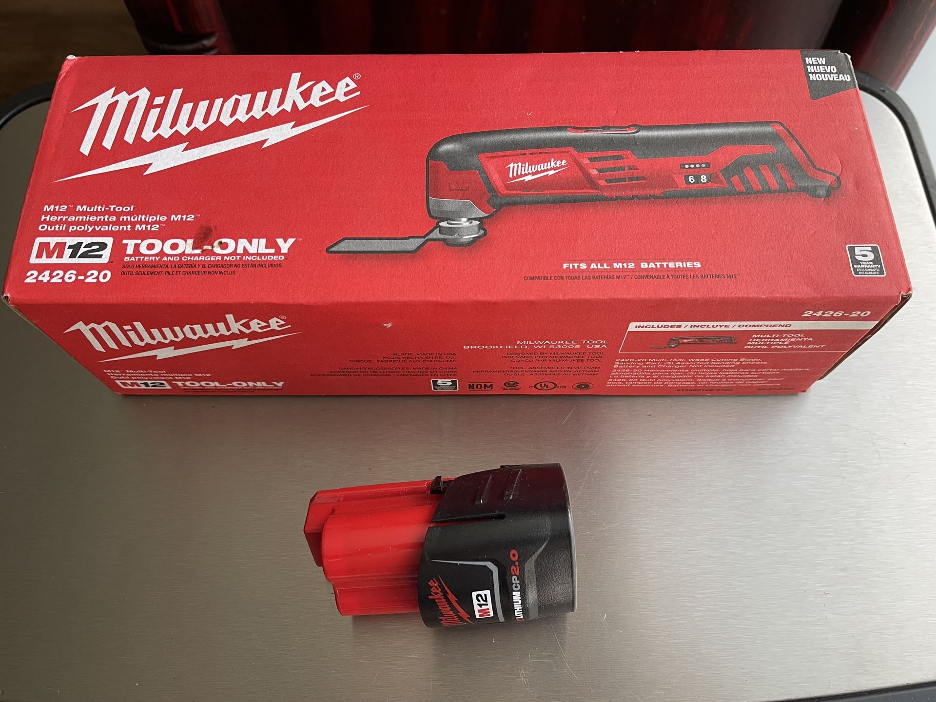 Milwaukee Multi Tool M12 With M12 Battery Red Lithium Cp 2.0