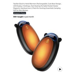 Brand new Electric Hand Warmers Rechargeable, Cute Bear Design, LED Display, 4 Settings, Fast Heating Portable Pocket Heater Magnetic Handwarmers 2 Pa