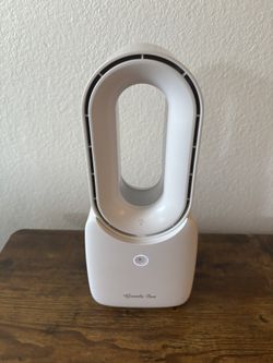 White 5-color LED Light Bladeless Table Fan of 11.8 Inch