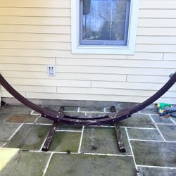 Used Brown Solid Wood Hammock Rack Hanger Stand Good Condition