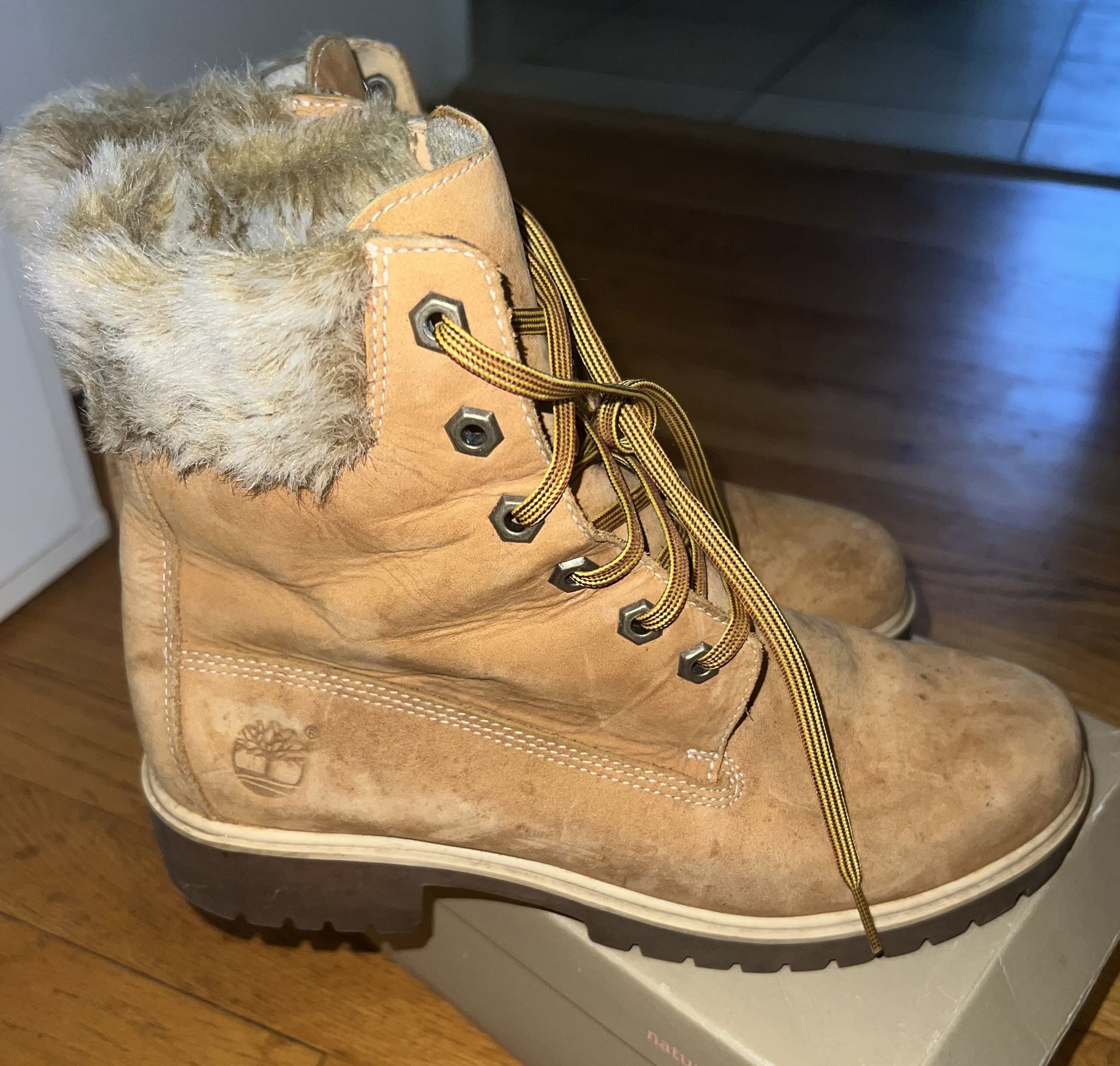 Women’s Faux Fur Timberland Boot Wheat