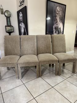 4 Upholstered High-Back Dining Chairs- Good Condition
