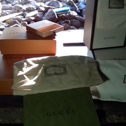 Louis Vuitton And Gucci Boxes With Bags