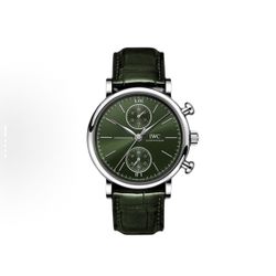 IWC Baitao Fino Series Automatic Mechanical Movement 30m Waterproof Men's Watch Swiss Watch 39mm Green Dial Stainless Steel Case Crocodile(166)12