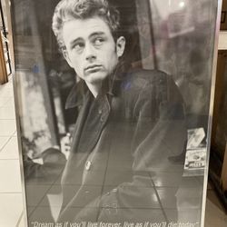 James Dean "Dream As If You'll Live Forever" Print with Metal Frame 31"x24"