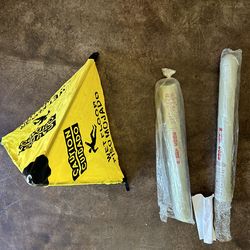 NEW-Two sets 22" wet floor & safety cones with wall mount storage tube