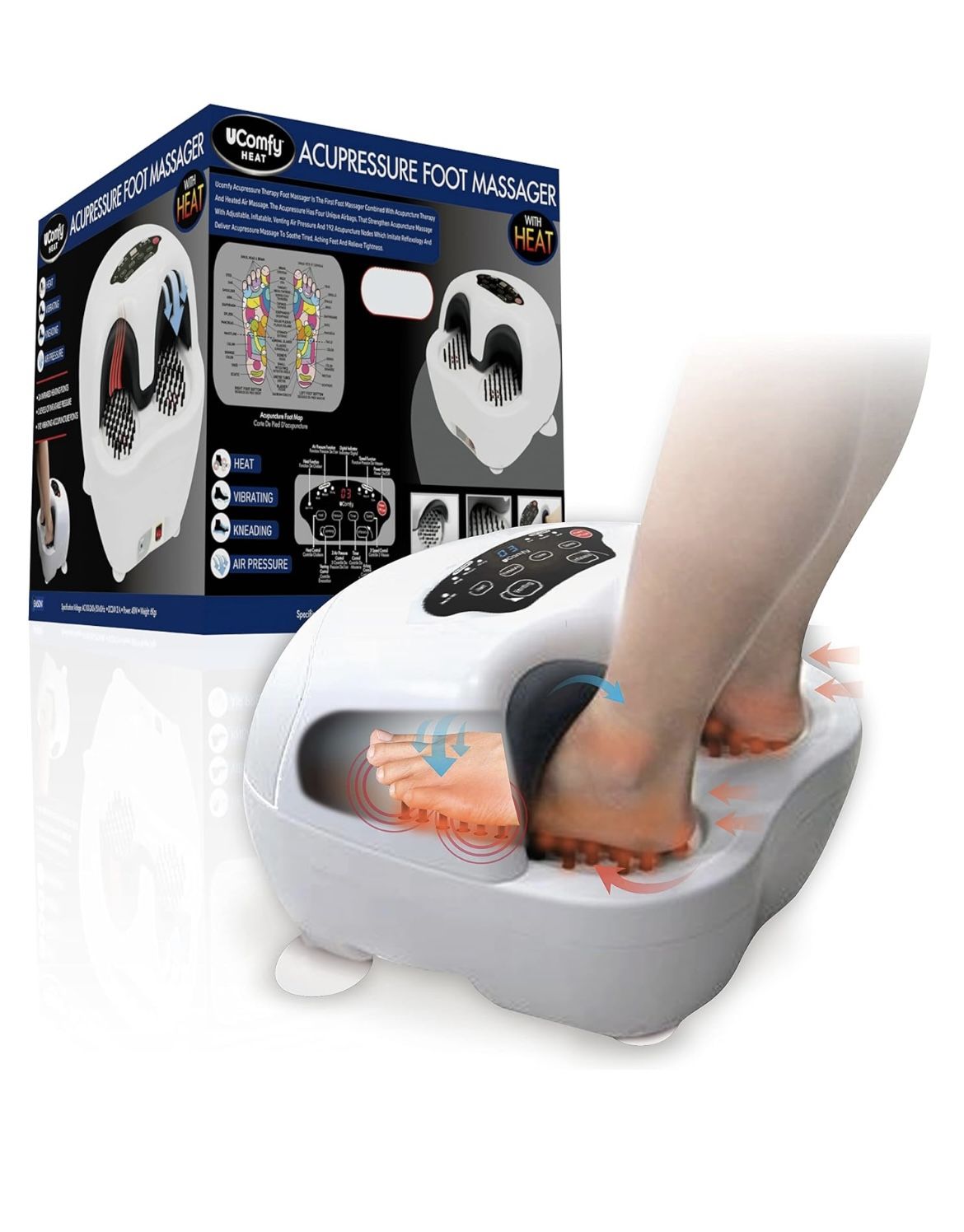 uComfy Acupressure Heated Foot Massager – for Lasting Foot Relief, Acupressure Technology Air Pressure Control, Timer, Ergonomic Design