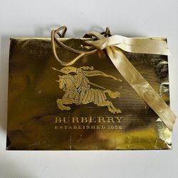 Authentic Burberry Gold Paper Shopping Bag Gold Knight Logo Discounted 