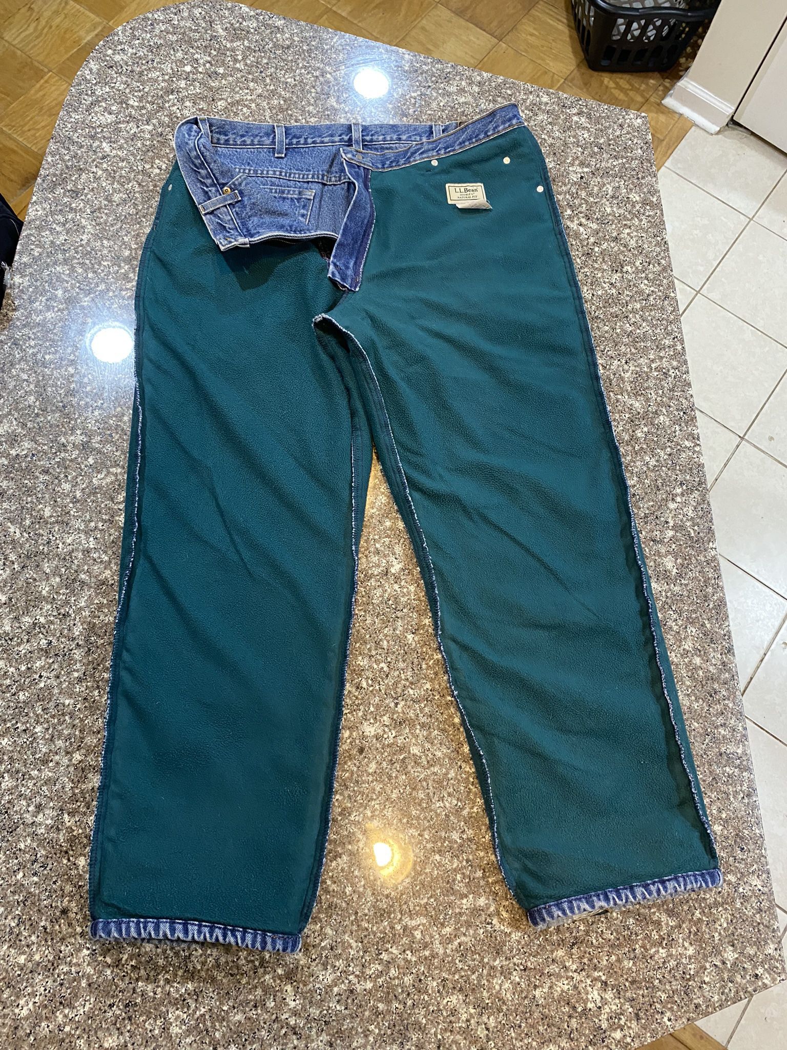 Vintage Mens LL Bean Double L classic fit Fleece Lined Jeans size 36 x 29
