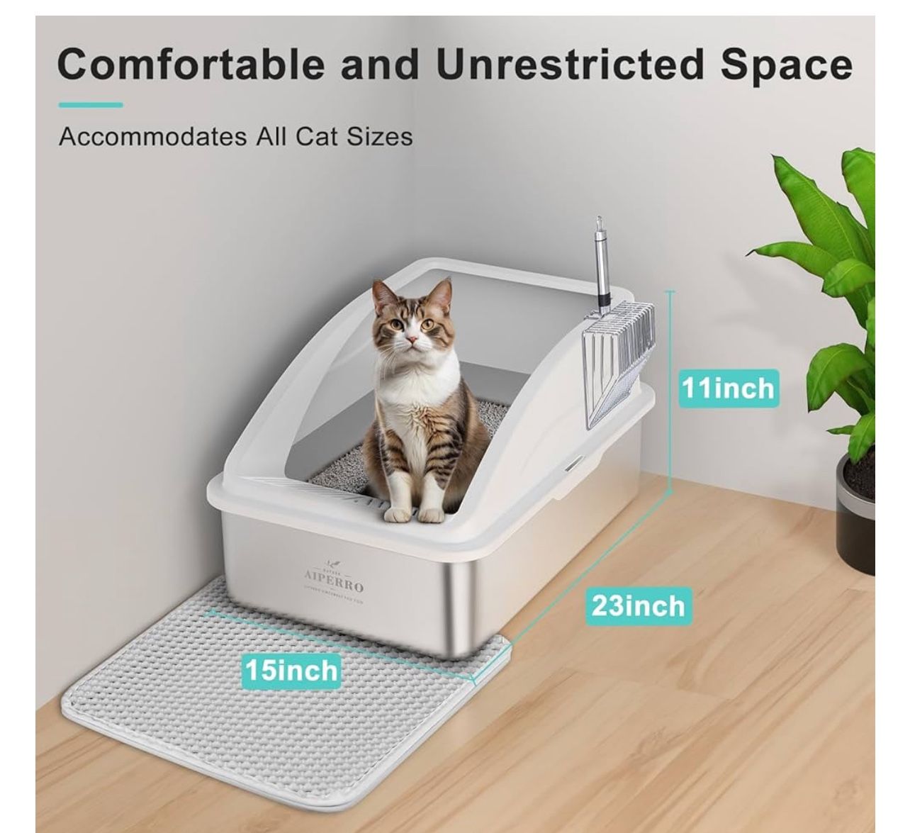 New Stainless Steel Litter Box | XL Enclosed Cat Litter Boxes with Lid for Big Cats |