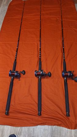3)New SEA TECH 30LW  Blue Black series matching combo  Tsunami Sea Tech 6'6 rods