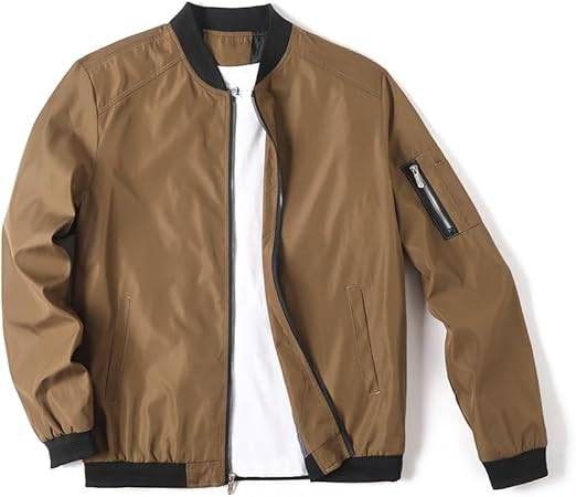 Lavnis Men's Flight Bomber Jacket Lightweight Softshell Coat Sportwear
