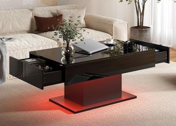 LED coffee table with drawers