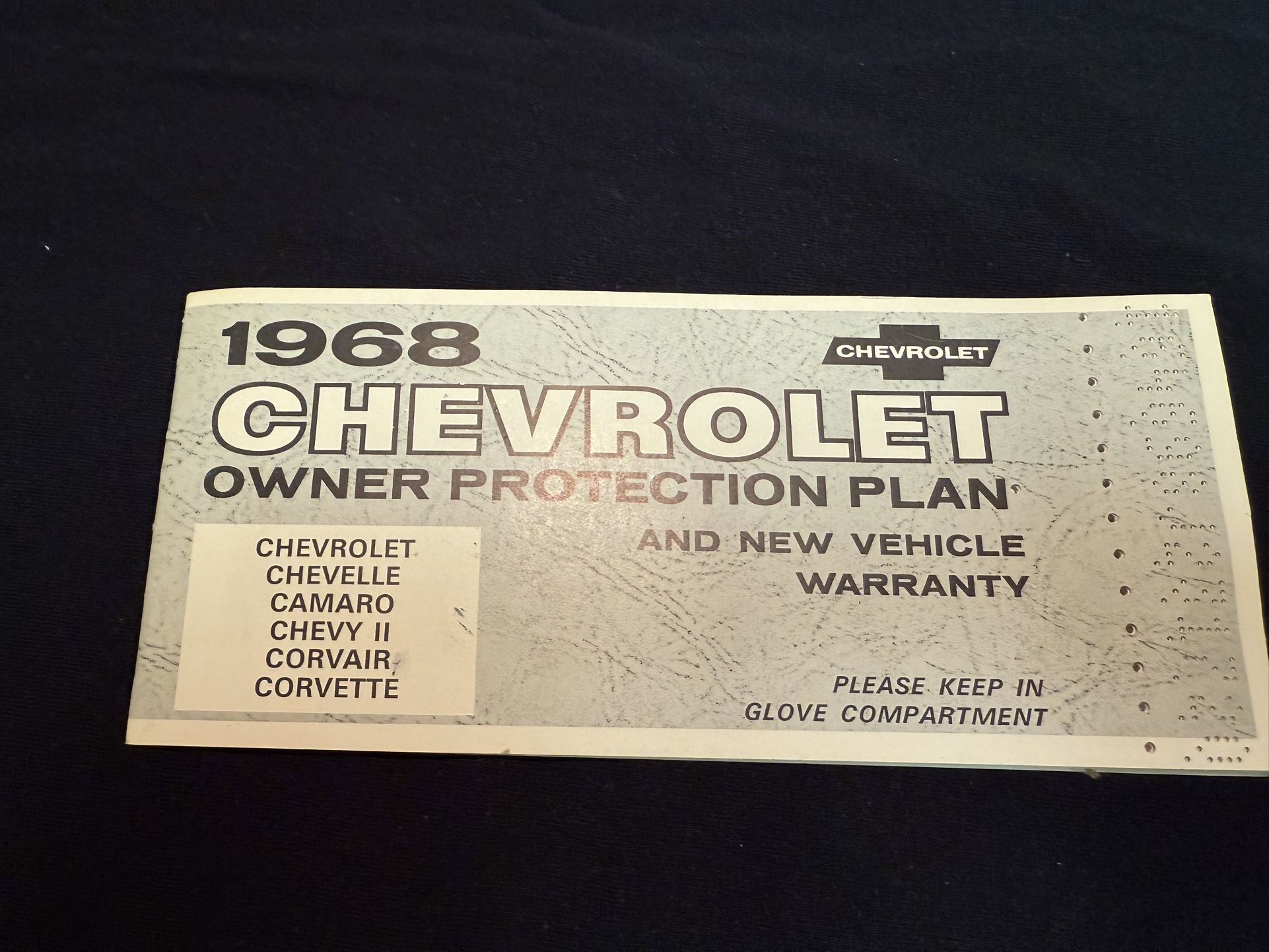 1968 Chevrolet Factory, Gm Owners Protection Plan Booklet