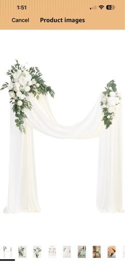 Ling's moment Wedding Arch Flowers, Arbor Decor, White Sage, Pack of 4 2pcs Hanging Silk Flowers, 2pcs Wrinkle-free Drapes, Spring Decor, Artificial R