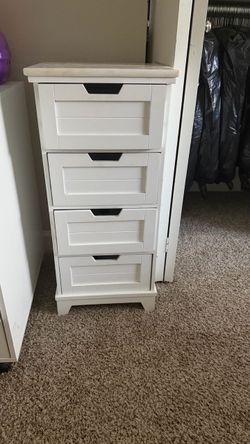 White 4-Drawer Storage Cabinet / Marble top