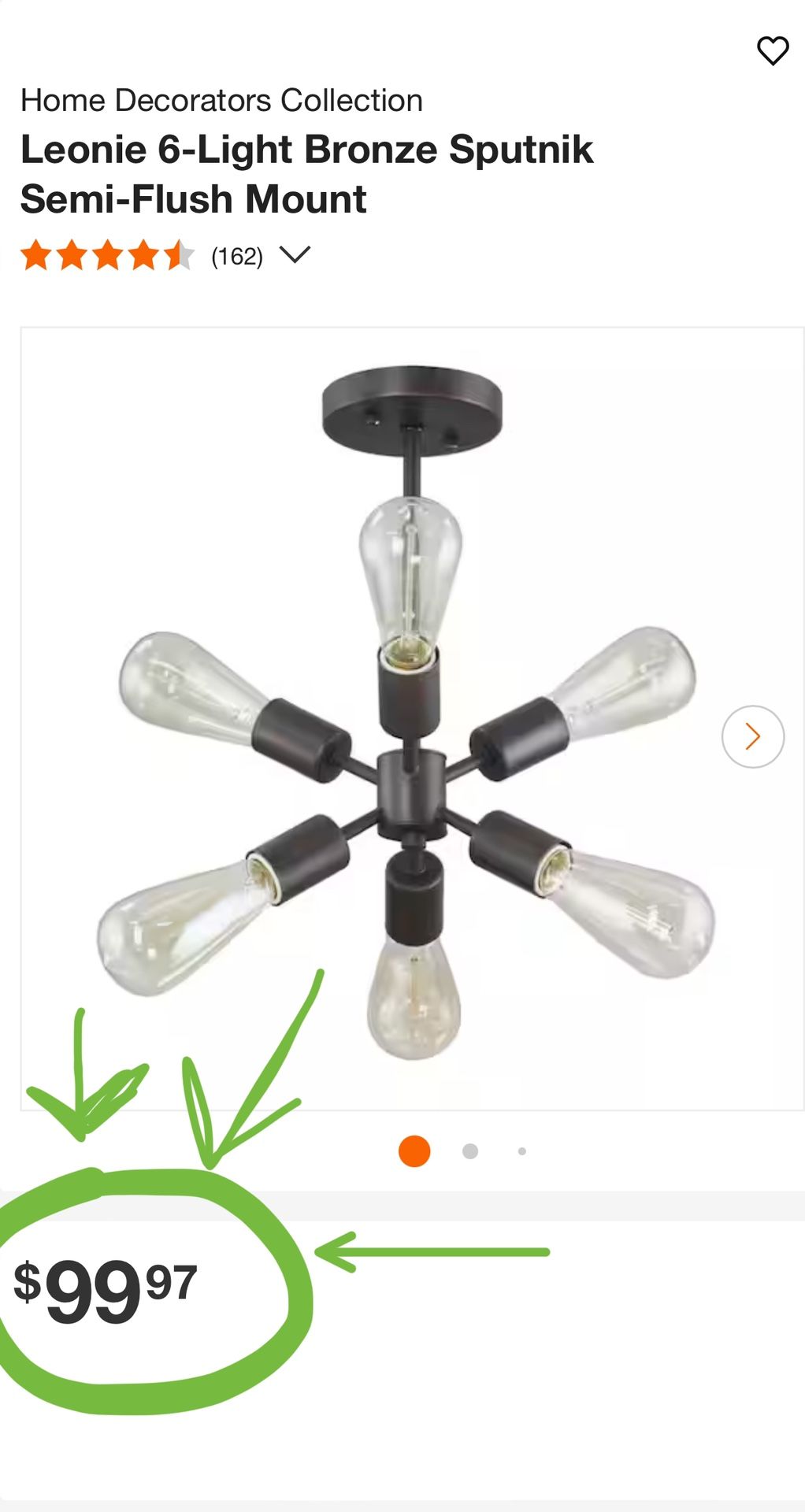 Home Decorators Collection Leonie 6 Light Bronze Sputnik Semi Flush Mount