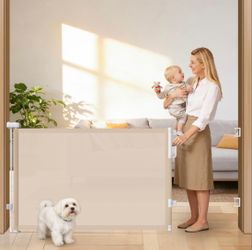 78" Retractable Extra Wide Baby Gate Beige