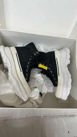 Black Glitter High-Top Platform Sneakers#51131