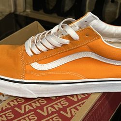 Vans Old Skool Skate Shoe Sneaker Orange Tiger White Mens Size Authentic Casual