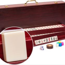 Yellow Mountain Imports American Mahjong Set, The Classic - with 166 Tiles, Vintage Rosewood , Four Wooden RacksWright Patterson Scoring  Retail $152