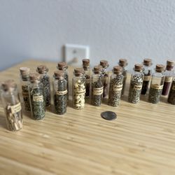 Assorted Herbs And Mini Jars 