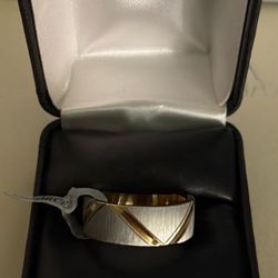 Stainless Steel, Gold And Silver Ring Size 10